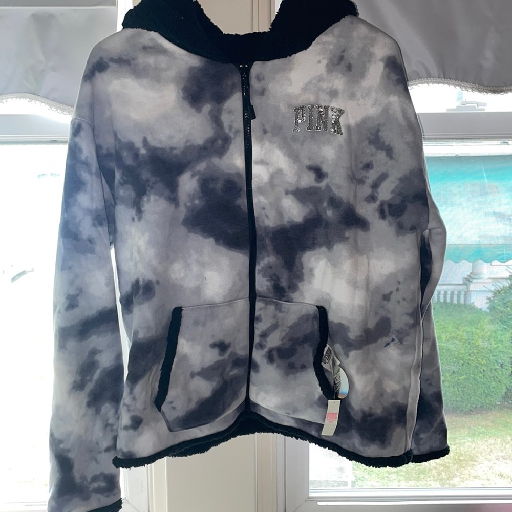 Tie dye zip up Sherpa PINK Jacket
